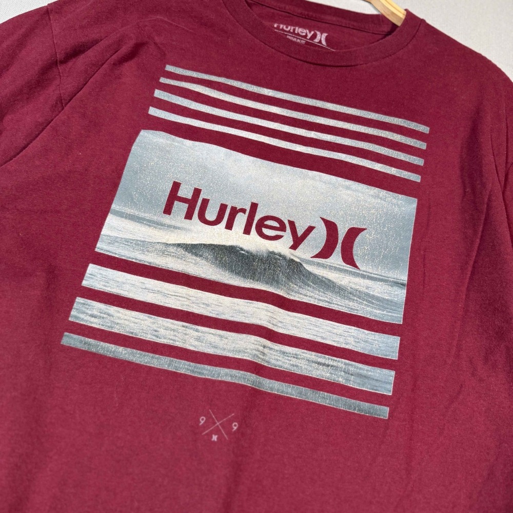 Hurley Premium Fit Graphic Tee Burgundy Maroon XL Wave Surf Skate T-Shirt